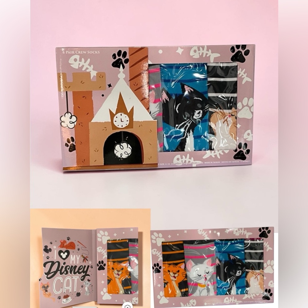 Disney Parks “I Love My Disney Cat” LIMITED EDITION 4 Pack Sock Set NWT!